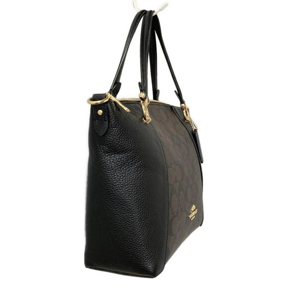 Auth COACH Casey Satchel C6230 Black Dark Brown PVC Leather - Handbag - Picture 4 of 10